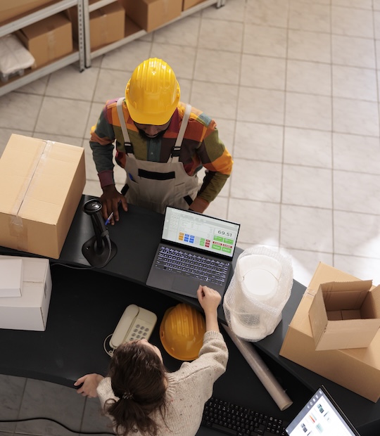 top view diverse team discussing customer order top view diverse team discussing customer order